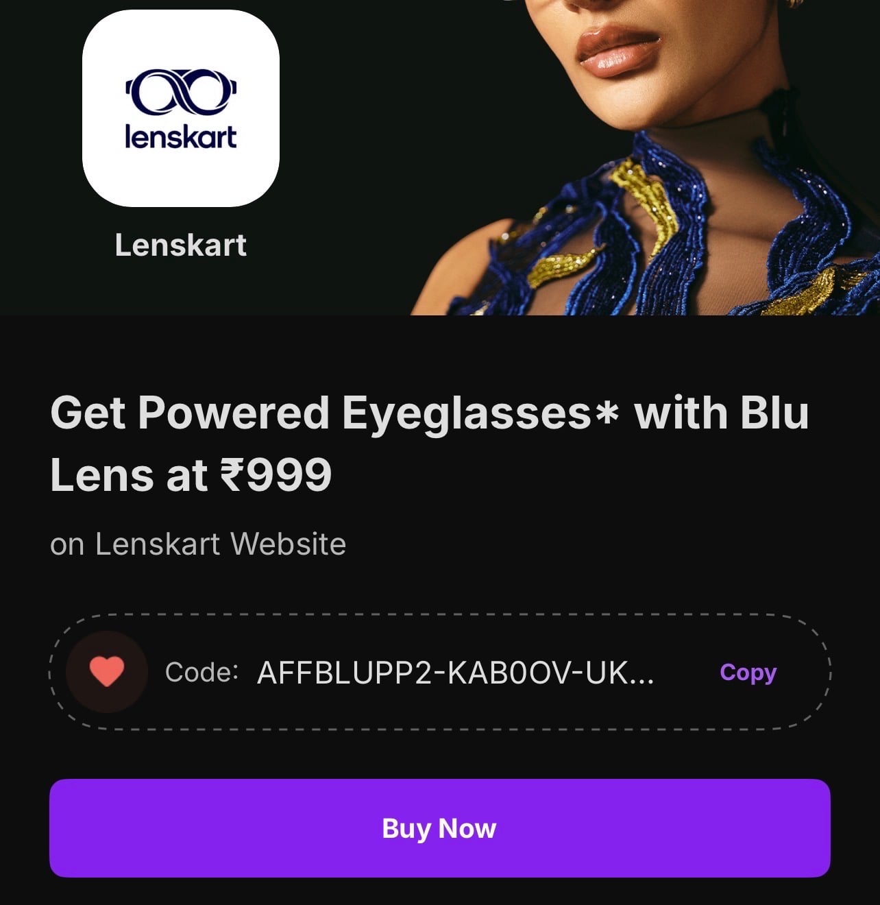 Grab a Blue Lens Frame + ₹2500 Voucher for Just ₹1198!