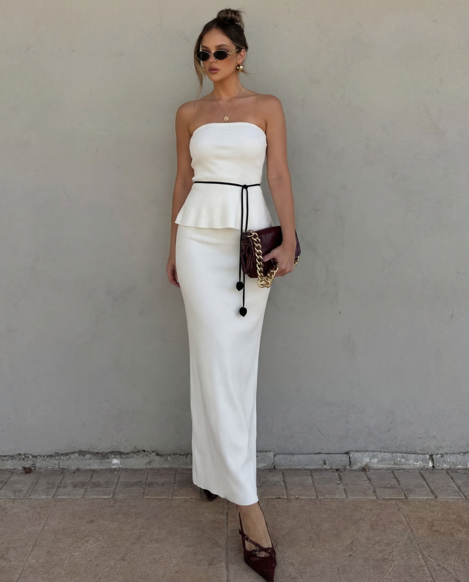 Grab Your White Slit Top & Skirt Set - Buy 2, Get 1 Free!