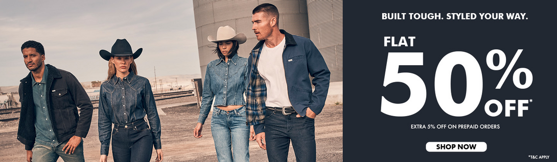 Wrangler: 50% Off + Buy 2 Get 1 with Code B2G1!