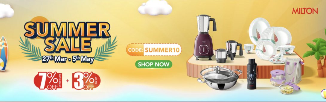 Milton Summer Sale: Extra 7% Off + 3% UPI Discount!