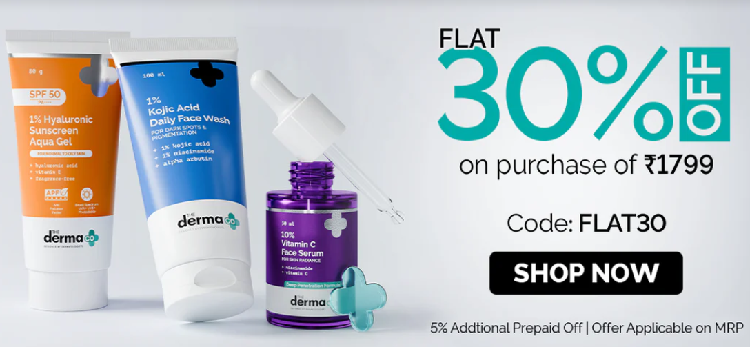 Save 30% on Orders Over ₹1799 at The Derma Co Today!