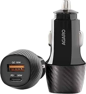Charge Fast on the Go! AGARO Dual Port Car Charger