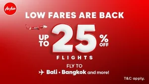 Grab AirAsia's Low Fares - Up to 25% Off Now!