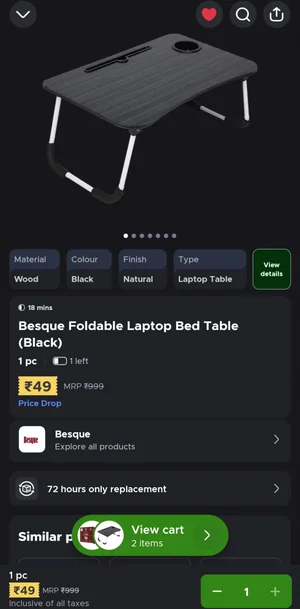 Grab the Besque Foldable Laptop Bed Table - Perfect for Comfort!