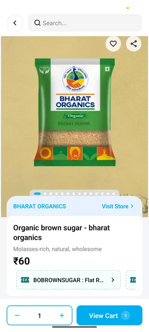 Grab Bharat Organics Brown Sugar 500 gm for Only ₹29!
