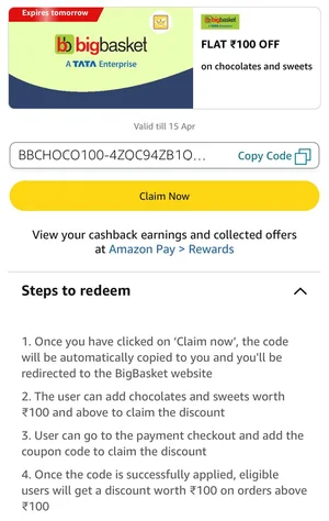 Get ₹100 Off Your First Chocolates Order on BigBasket!