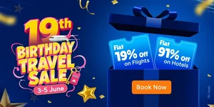 Celebrate with 19% Off Flights & ₹1,919 Hotel Cash!