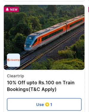 Save 10% Up to ₹100 on Train Bookings with Cleartrip!