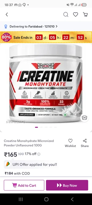 Grab Creatine Monohydrate 100g for Just Rs. 165!