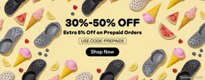 Grab Crocs at 30%-50% OFF + Extra 5% on Prepaid Orders!