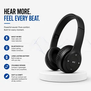 Grab Foldable Wireless Bluetooth Headphones - Deep Bass & HD Mic!