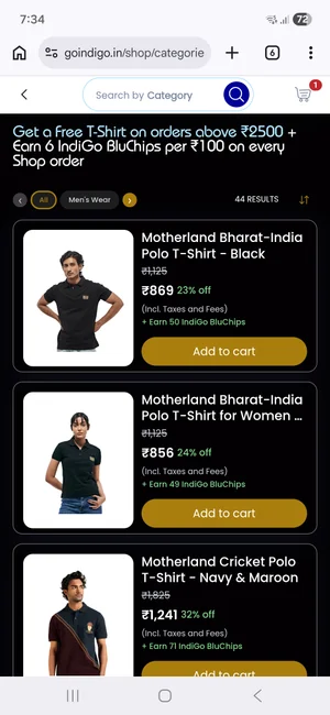 Score a Free T-Shirt on ₹2500 Clothing Orders at IndiGo Shop!