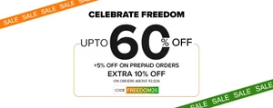 Celebrate Freedom: Up to 60% Off + Extra 10% + 5% Prepaid Discount!