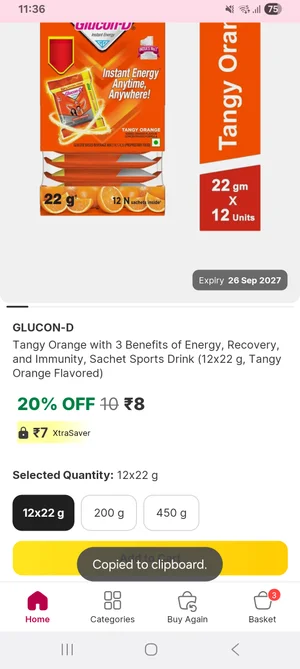 Grab Glucon D 12×22gm for Only Rs 8!