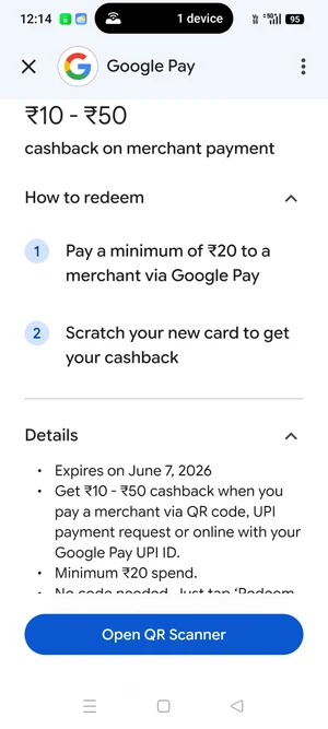 Get ₹10 - ₹50 Cashback on Google Pay Transactions!