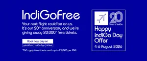 Celebrate 20 Years of IndiGo: Win 20,000 Free Tickets!