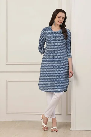 Shop the Stylish Indigo Blue Geometric Kurta Now!