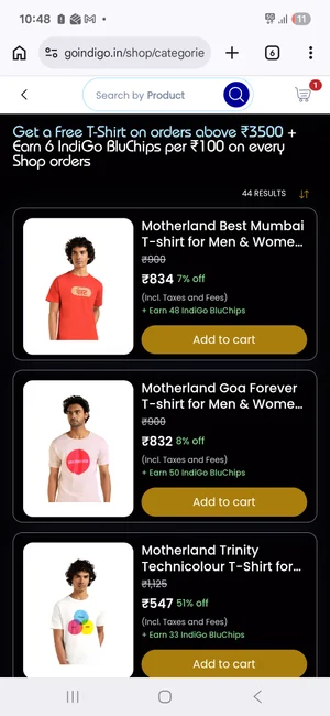 Score a Free T-Shirt on Orders Over ₹3500 at Indigo!