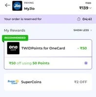 Save ₹50 on ₹189 Jio Recharge with Onecard!