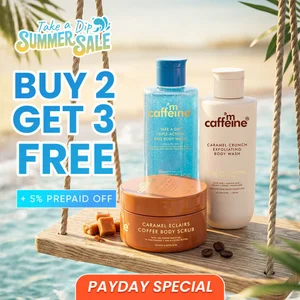 mCaffeine Summer Sale: Buy 2 Get 3 FREE + Extra 5% OFF!