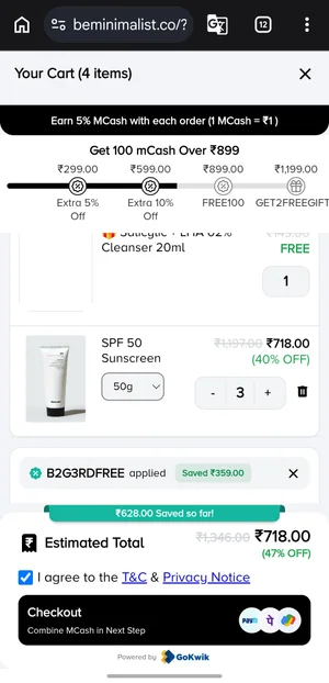 Grab Minimalist SPF 50 Sunscreen: Buy 2 Get 1 Free for ₹239 Each!