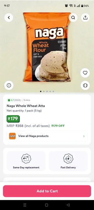 Grab Naga Whole Wheat Atta - Fresh & Healthy!