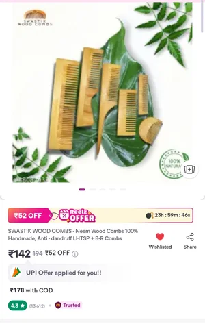 Grab 6 Neem Wooden Combs for Healthy Hair!