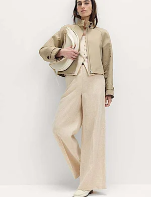 Grab 20% Off on Pure Linen Gingham Wide Leg Trousers!