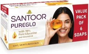 Grab Santoor PureGlo Glycerine Soap with Almond Oil Now!