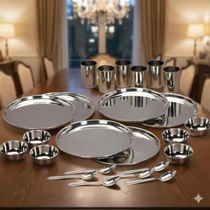 Shiny 24-Piece Stainless Steel Dinner Set - Upgrade Your Dining Experience!