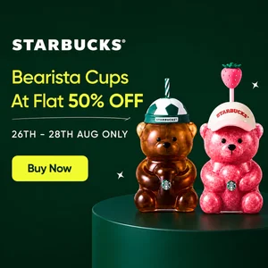 Grab 50% OFF on Starbucks Bearista Cups at Swiggy Dineout!