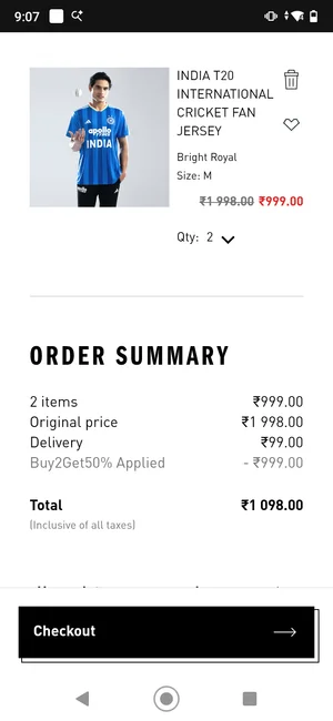 Grab 50% Off on T20 India Adidas T-Shirt!