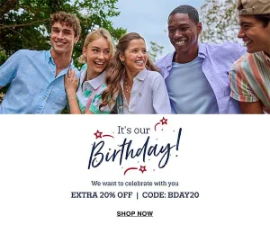 Celebrate Our Birthday with Extra 20% Off!